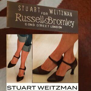 STUART WEITZMAN FOR RUSSELL & BROMLEY LONDON - SHOES 9-1/2 BROWN SUEDE & LEATHER